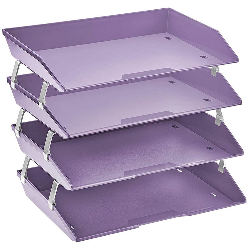 Acrimet Facility 4 Tier Letter Tray, Side Load, Letter Size/A4, Desktop File Organizer, Plastic (Solid Purple) - Image 1